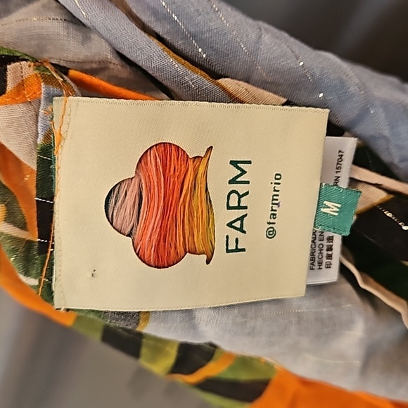 FARM RIO Striped Bananas Cover-Up Dress ~ Multi-Color Tropical Print Medium NWOT - Picture 15 of 16